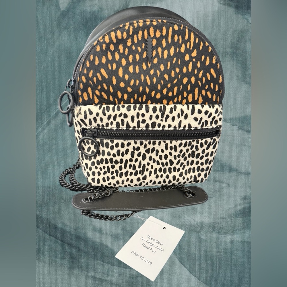 NWT- Thacker Marly Mini Calf Hair (100% Leather) Animal Print Small Backpack Bag